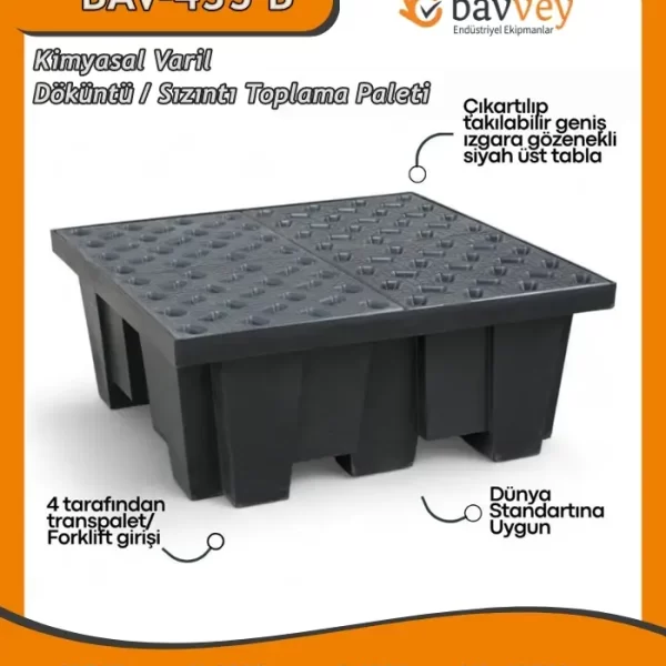 435 LT Kimyasal Döküntü ve Sızıntı Toplama Paleti (BAV-435 B)